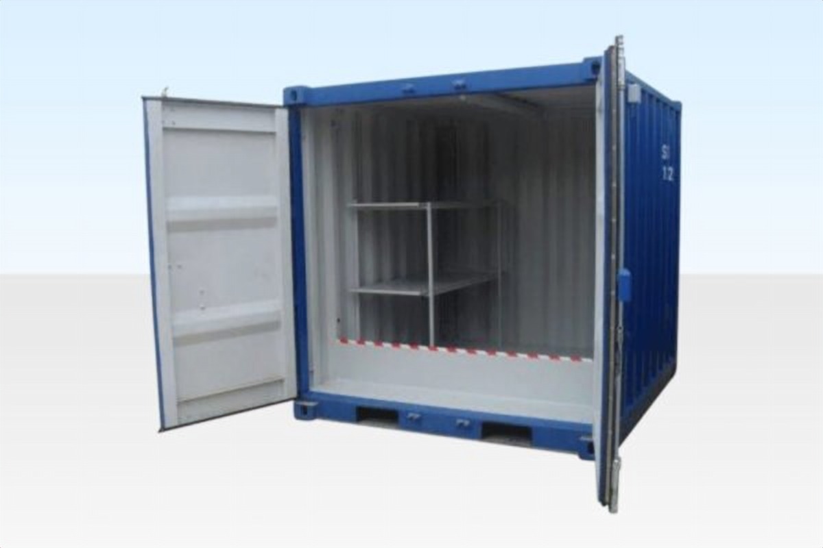 8ft x 8ft verhoogde opslagunit met lekopvang – one-trip Productfoto: 8ft x 8ft verhoogde opslagunit met lekopvang – one-trip