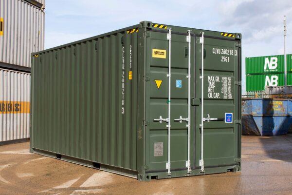 New 20ft x 8ft One Trip Shipping Container - Dark Green (RAL 6007)