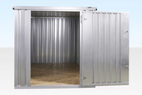 4m x 2.1m Flat Pack Container Store - Galvanised | Buy UK