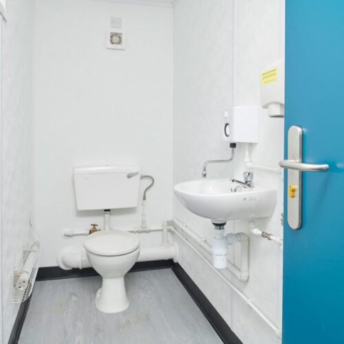 12ft x 9ft 2+1 Jackleg Toilet Cabin | Portable Mains - Connected Washroom Block UK