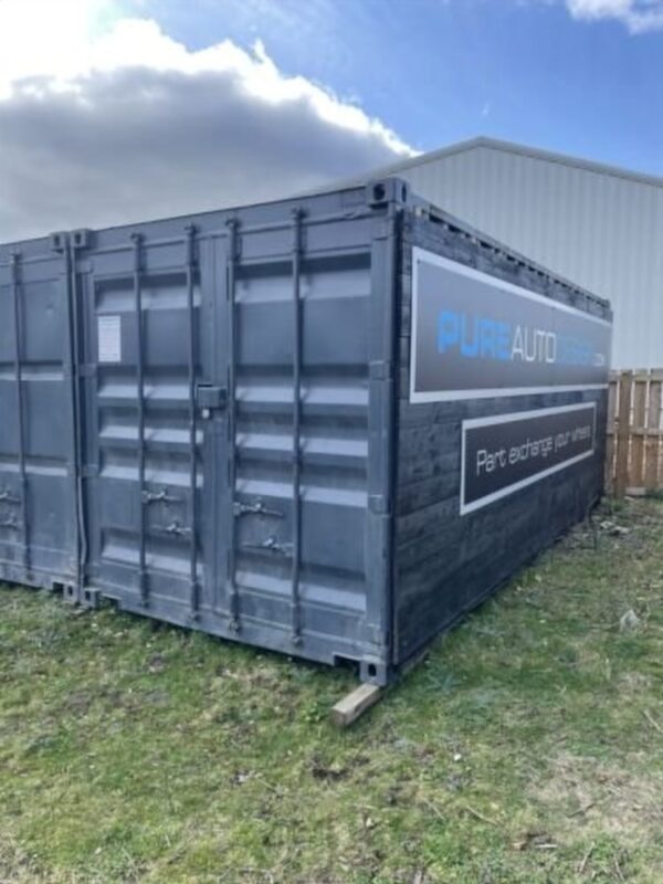 20ft Used Cladded Shipping Container - Dark Grey with Black Timber (UK)