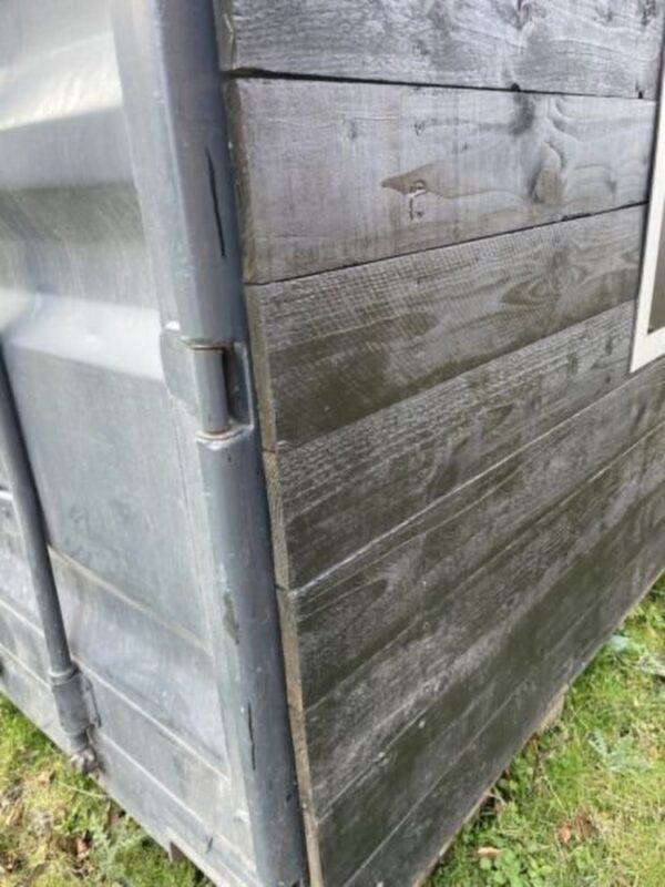 20ft Used Cladded Shipping Container - Dark Grey with Black Timber (UK)